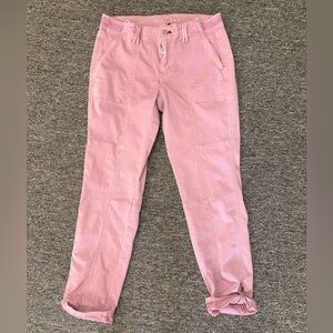 White House Black Market (4) The Straight Cropped Leg Pink Cargo Pants